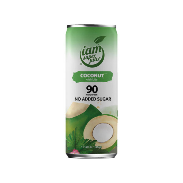 Coconut Juice with bits 330ml (No Added Sugar) - I am Super Juice