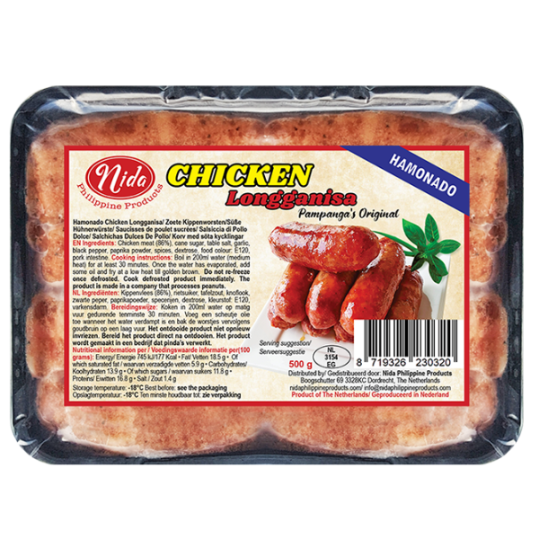 Chicken Longganisa Spicy Hamonado 500gr - Nida Brand
