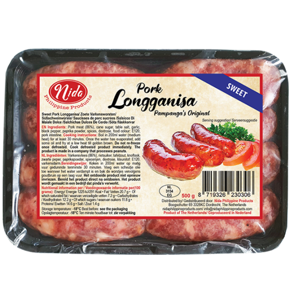 Pork Longganisa Hamonado Sweet 500gr - Nida Brand