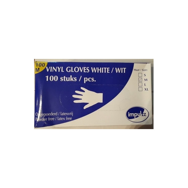 Vinyl Disposable Gloves white 100pcs (Powder Free) LARGE